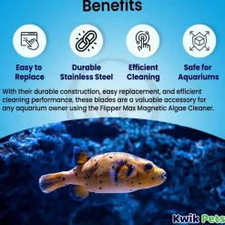 Flipper Cleaner Stainless Steel Replacement Blades for Glass Aquariums Black Max 2 Count