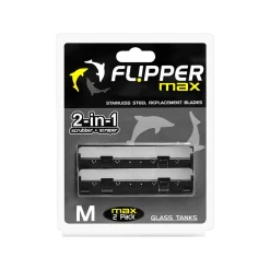 Flipper Cleaner Stainless Steel Replacement Blades for Glass Aquariums Black Max 2 Count