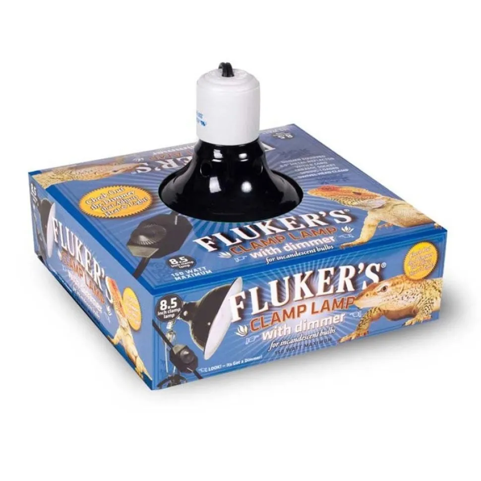 Fluker's Clamp Lamp with Dimmer for Reptiles Black 8.5-in