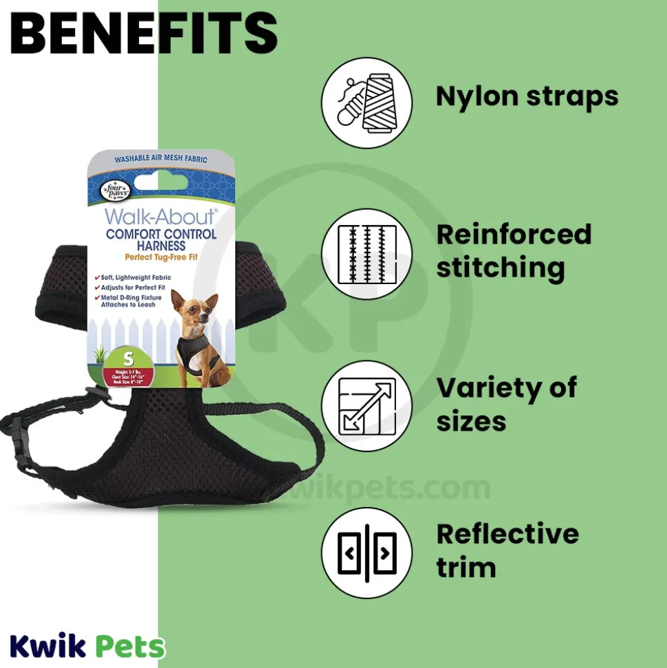 Four Paws Comfort Control Dog Harness Black Small