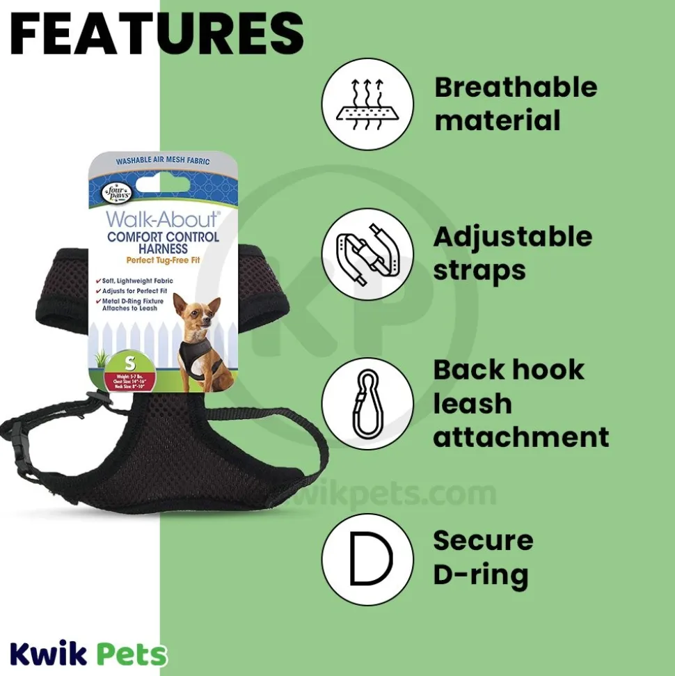Four Paws Comfort Control Dog Harness Black Small
