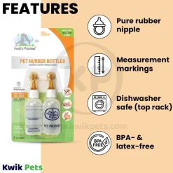 Four Paws Healthy Promise Pet Nurser Bottles for Puppy Kitten & Small Animals 2 Count