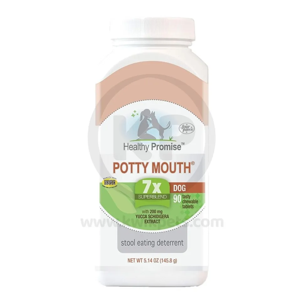 Four Paws Healthy Promise Potty Mouth Coprophagia Stool Eating Deterrent Dog Chewable Tablets 90 Count 5.14-oz