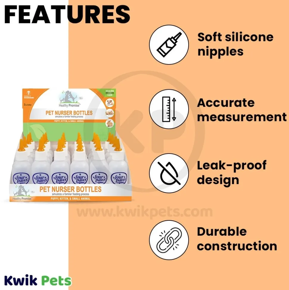 Four Paws Healthy Promise Puppy, Kitten & Small Animal Nurser Bottles 24 Count