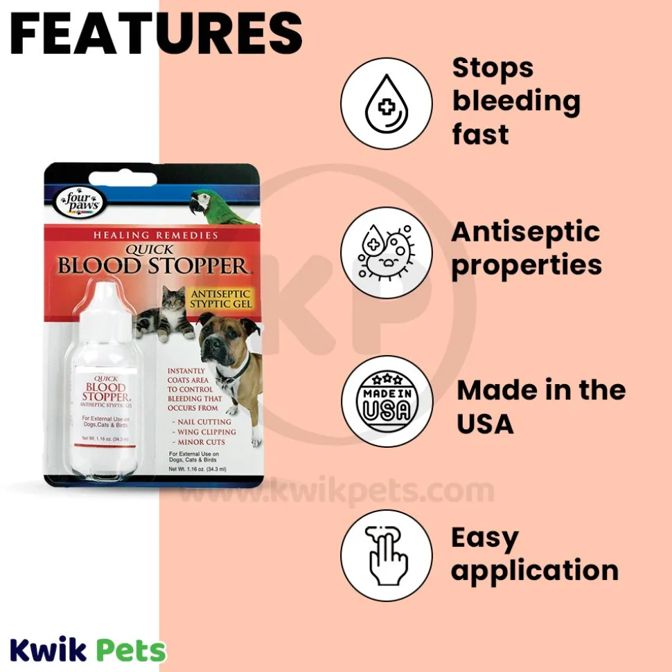 Four Paws Healthy Promise Quick-Action Blood Stopper Styptic Gel for Dogs, Cats & Birds 1.16-oz