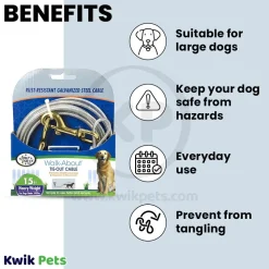 Four Paws Heavy Weight Dog Tie-Out Cable Silver 15-ft