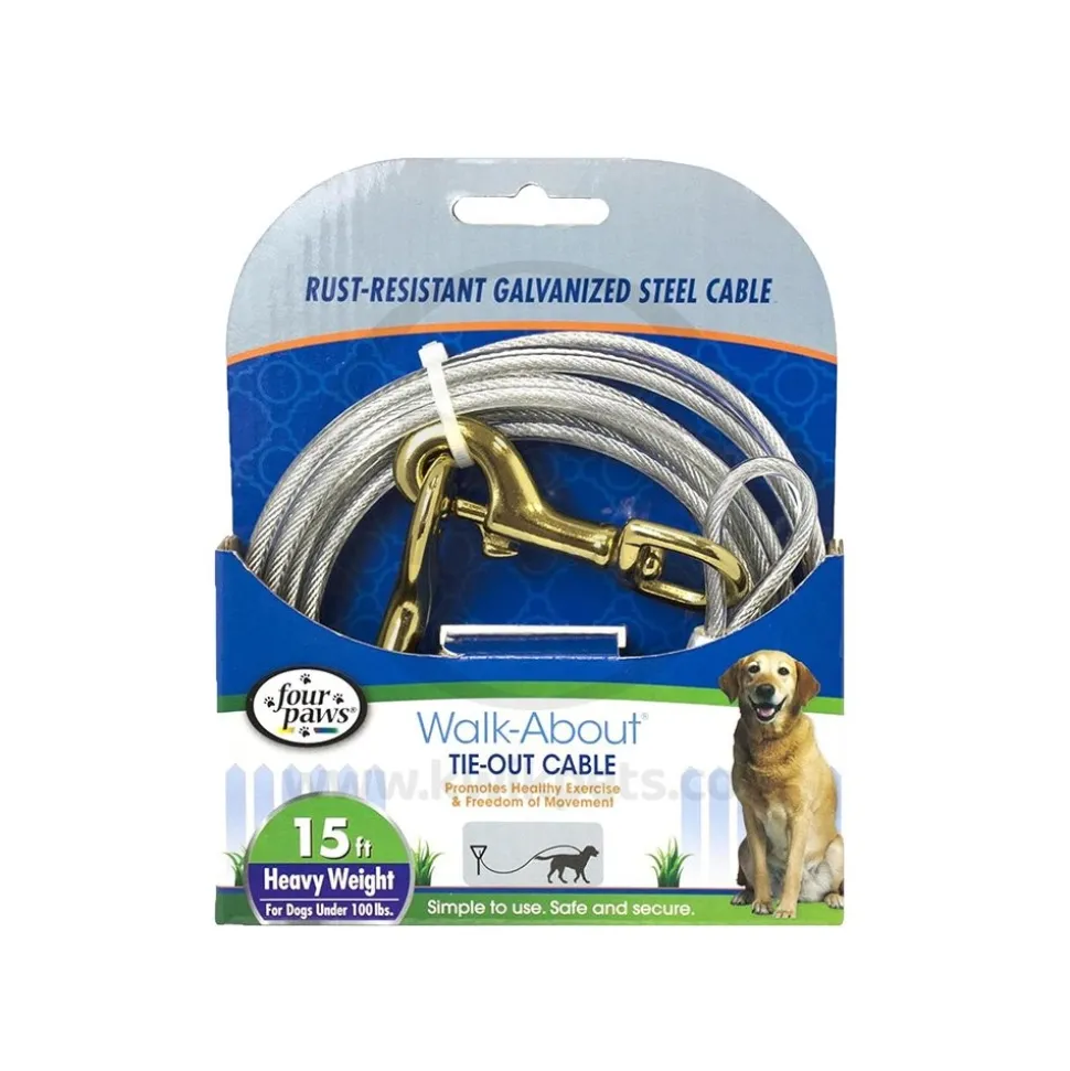 Four Paws Heavy Weight Dog Tie-Out Cable Silver 15-ft