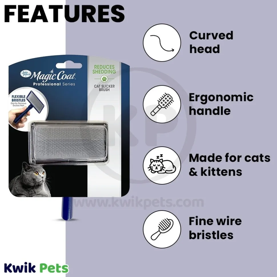 Four Paws Magic Coat Comfort-Grip Cat Slicker Brush Medium