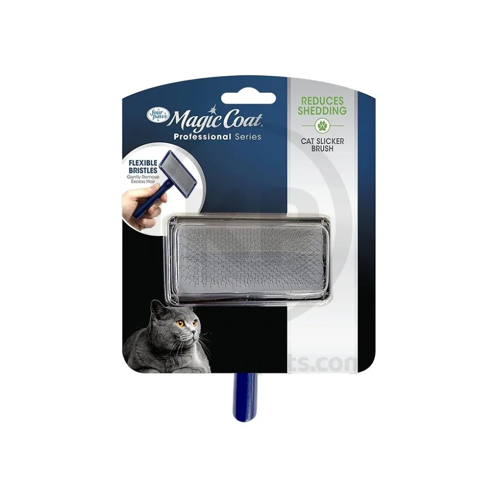 Four Paws Magic Coat Comfort-Grip Cat Slicker Brush Medium