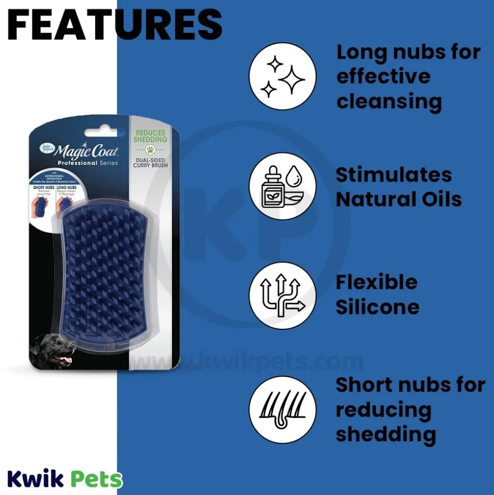 Four Paws Magic Coat Dual-Sided Curry Brush for Dogs