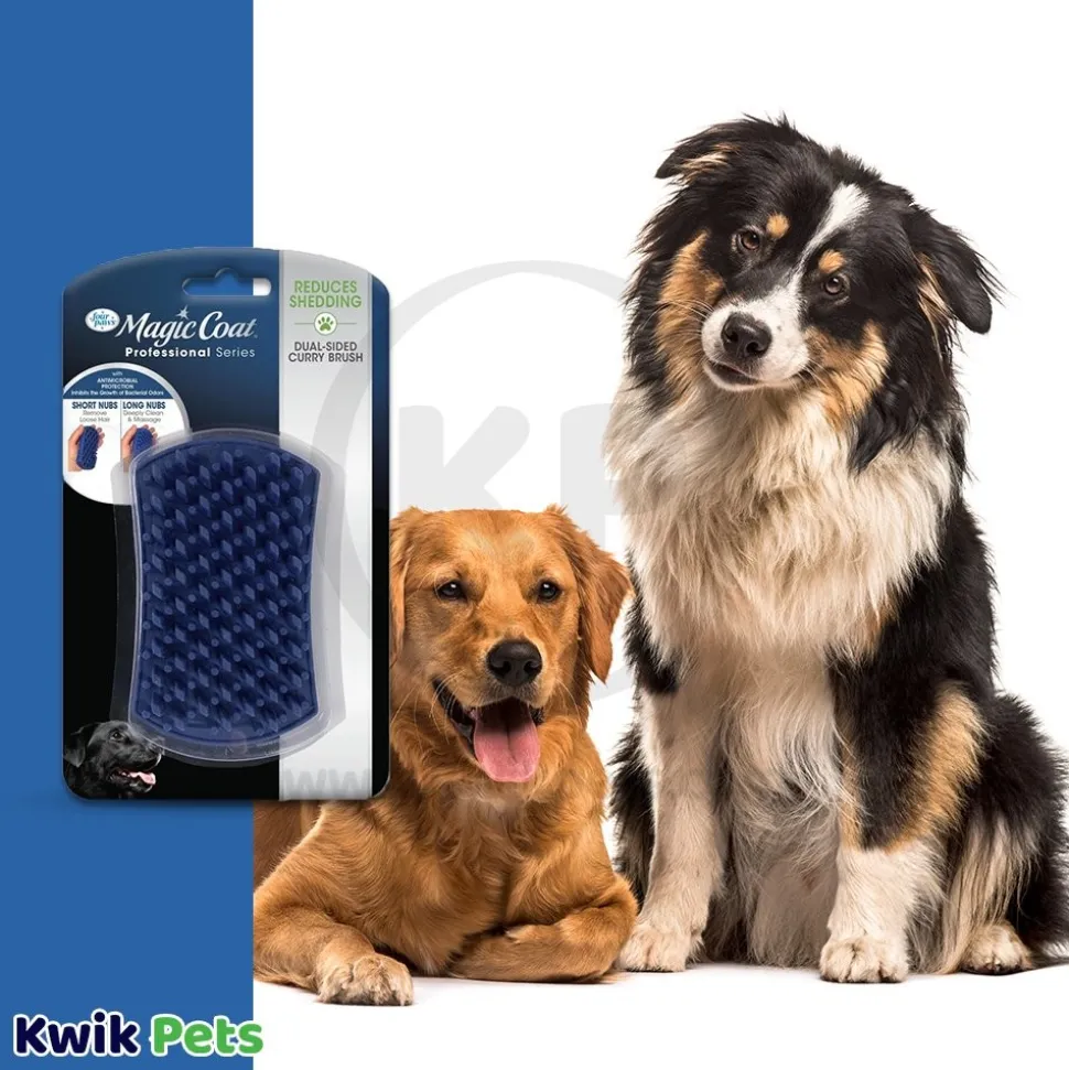 Four Paws Magic Coat Dual-Sided Curry Brush for Dogs