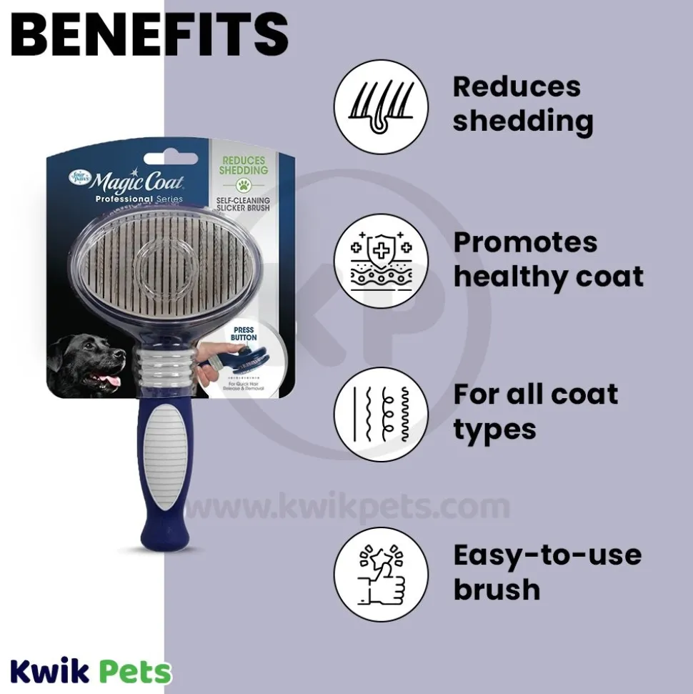 Four Paws Magic Coat Self-Cleaning Slicker Brush for Dogs One Size