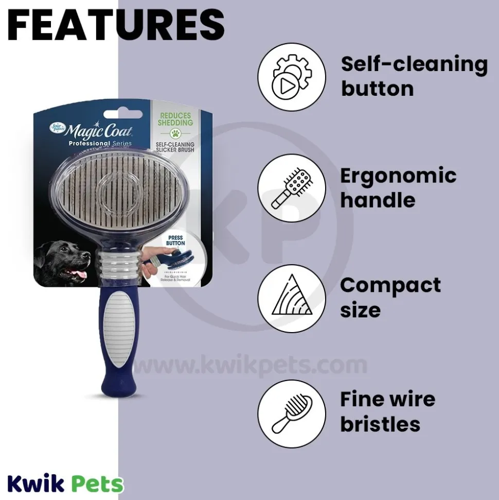 Four Paws Magic Coat Self-Cleaning Slicker Brush for Dogs One Size