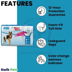 Four Paws Wee-Wee Disposable Dog Diapers Large/XL 12 Count