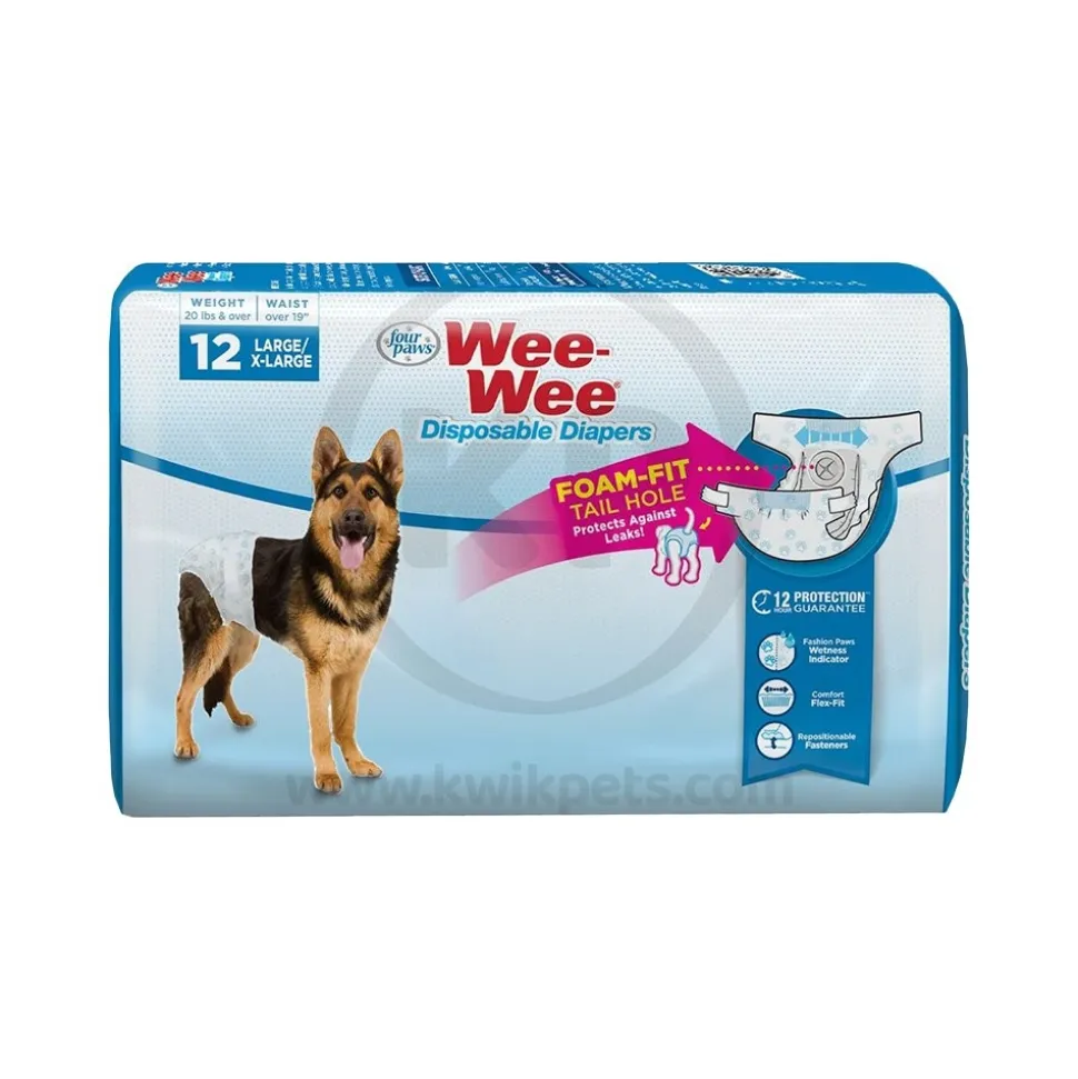 Four Paws Wee-Wee Disposable Dog Diapers Large/XL 12 Count