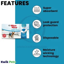 Four Paws Wee-Wee Dog Diaper Garment Pads One Size 24 Count