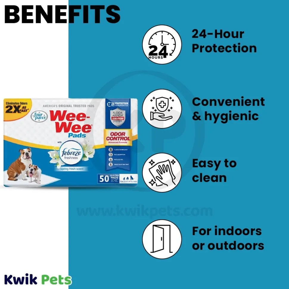 Four Paws Wee-Wee Odor Control Dog Training Pads with Febreze Freshness 50 Count 22 in X 23 in