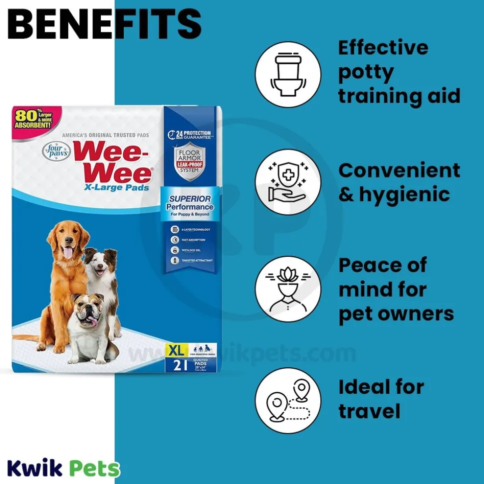 Four Paws Wee-Wee Superior Performance X-Large Dog Pee Pads 21 Count 28 in X 34 in