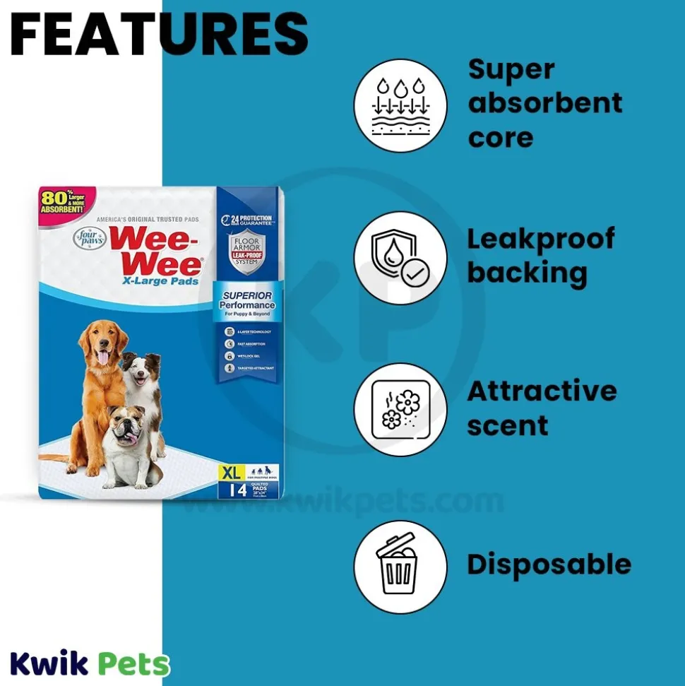 Four Paws Wee-Wee Superior Performance X-Large Dog Pee Pads 14 Count 28 in X 34 in