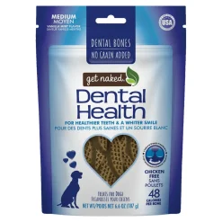 Get Naked Dental Health Grain-Free Bone Dog Treats Vanilla Mint Medium 6.6-oz