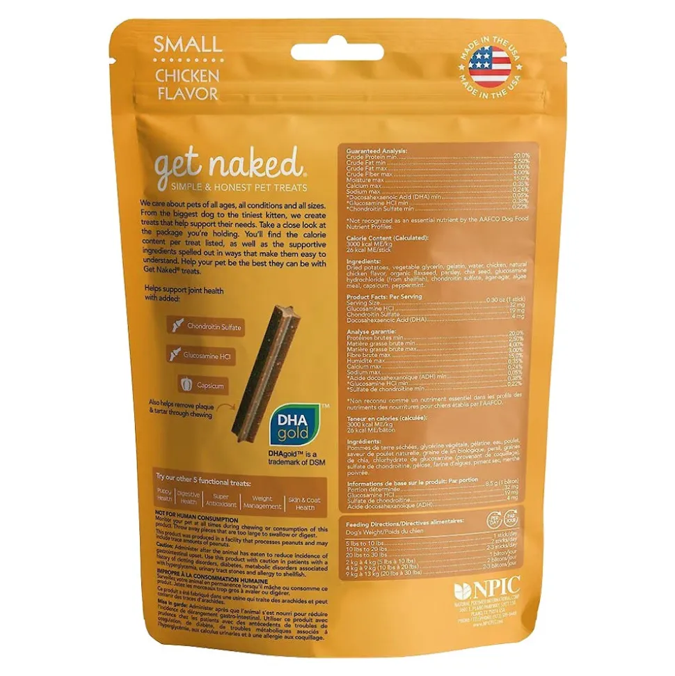 Get Naked Joint Health Grain-Free Dental Stick Chicken Dog Treats Small 6.2-oz
