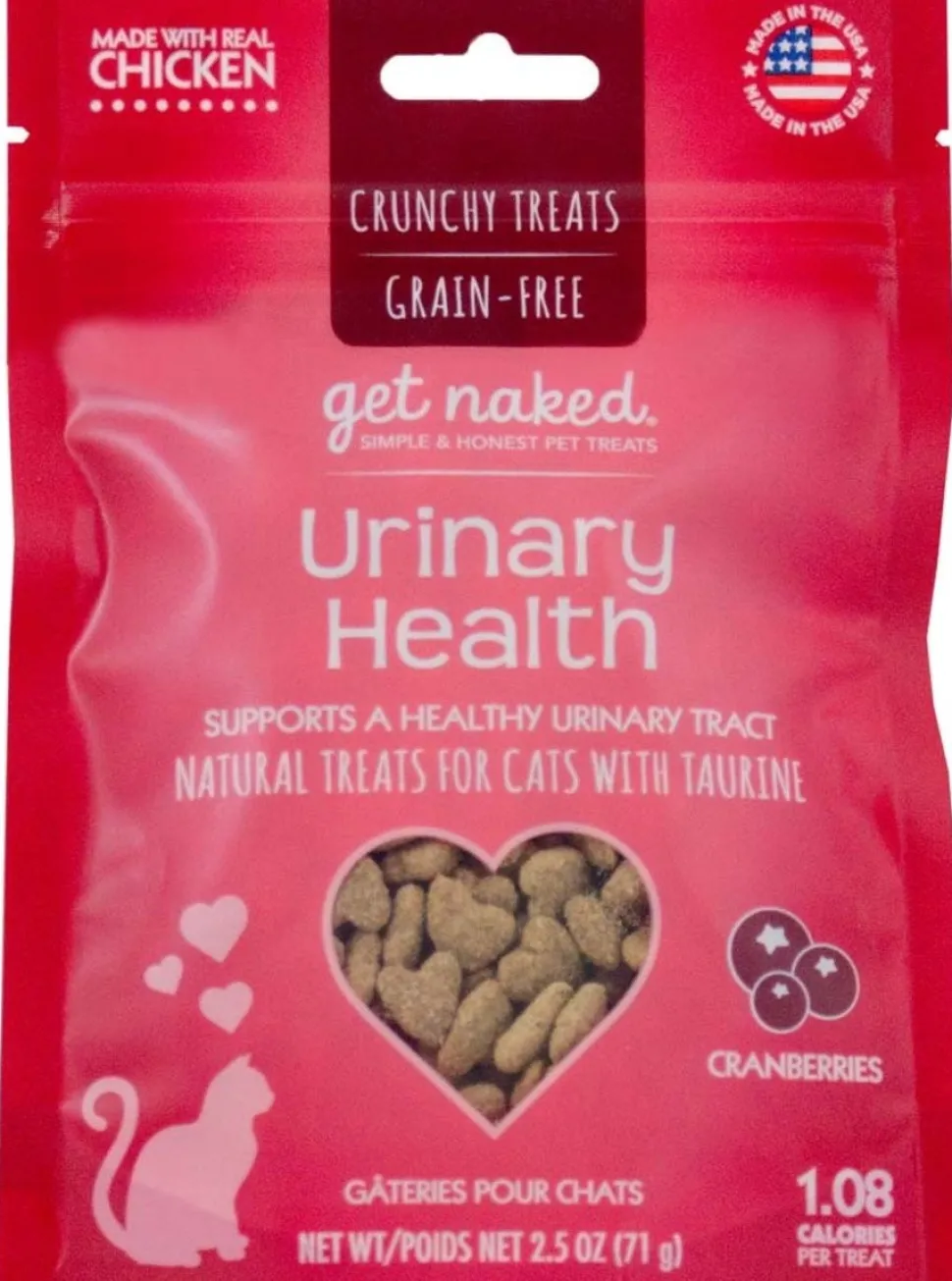 Get Naked Urinary Health with Cranberry Juice Grain-Free Crunchy Cat Treats 2.5 oz