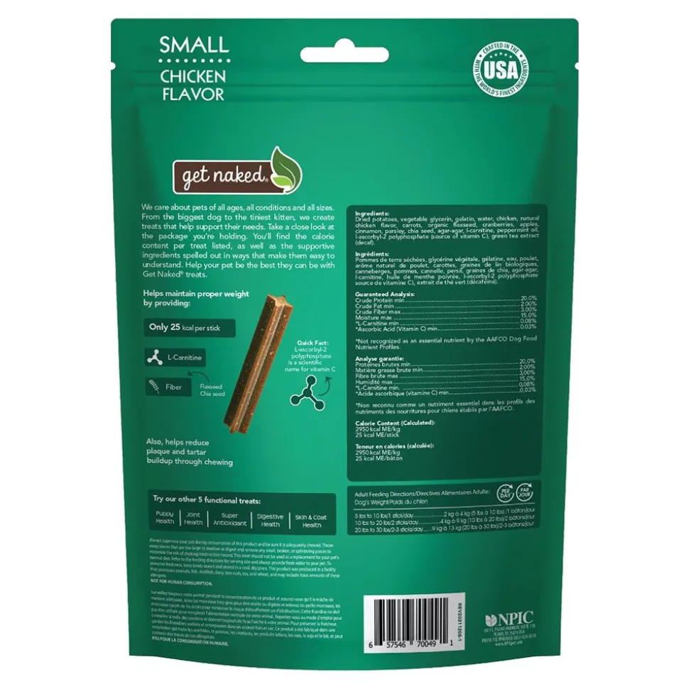 Get Naked Weight Management Grain-Free Dental Stick Chicken Dog Treats Small 6.2-oz