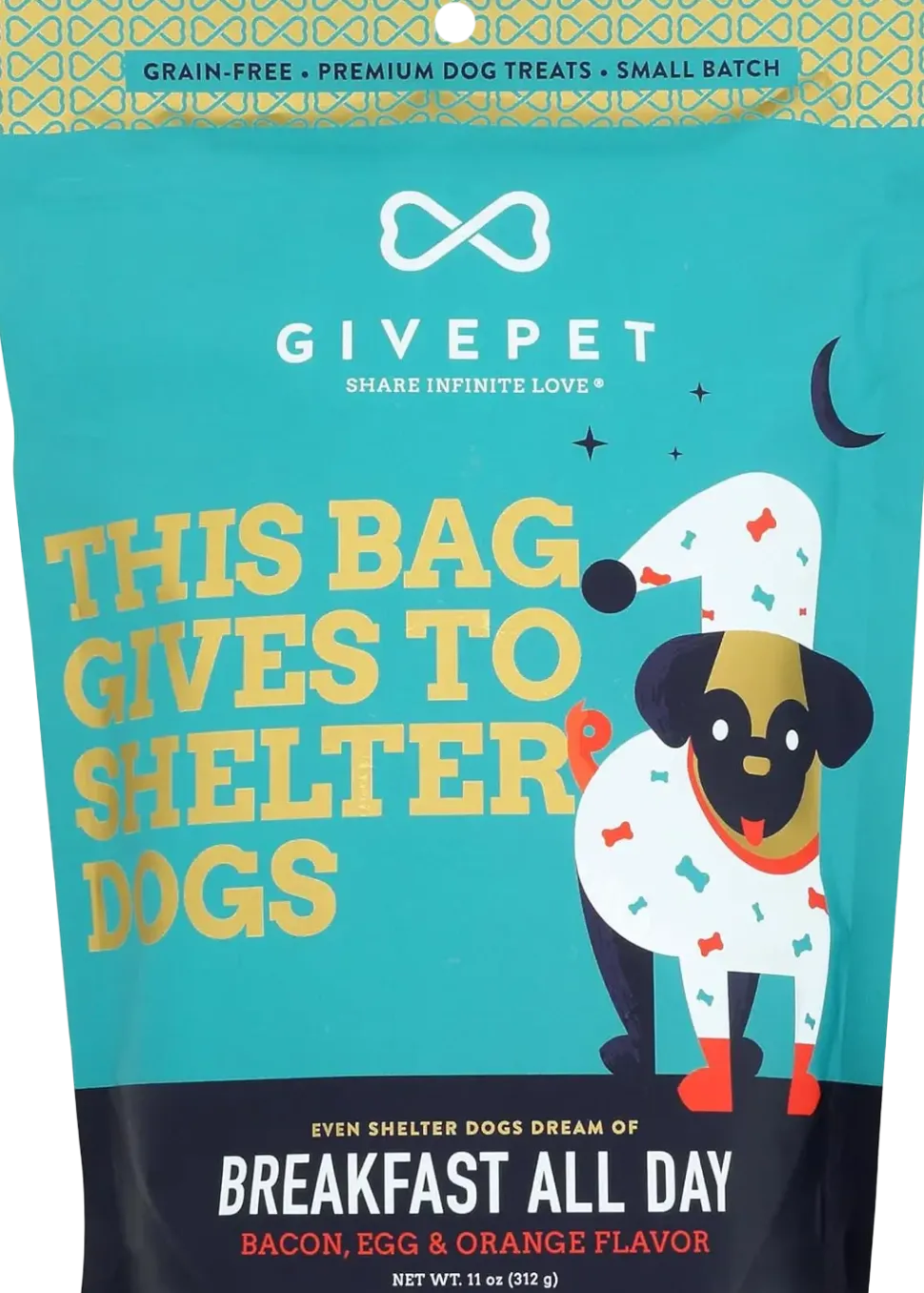 Givepet Breakfast All Day Grain-Free Premium Dog Treats Bacon Egg & Orange 11-oz