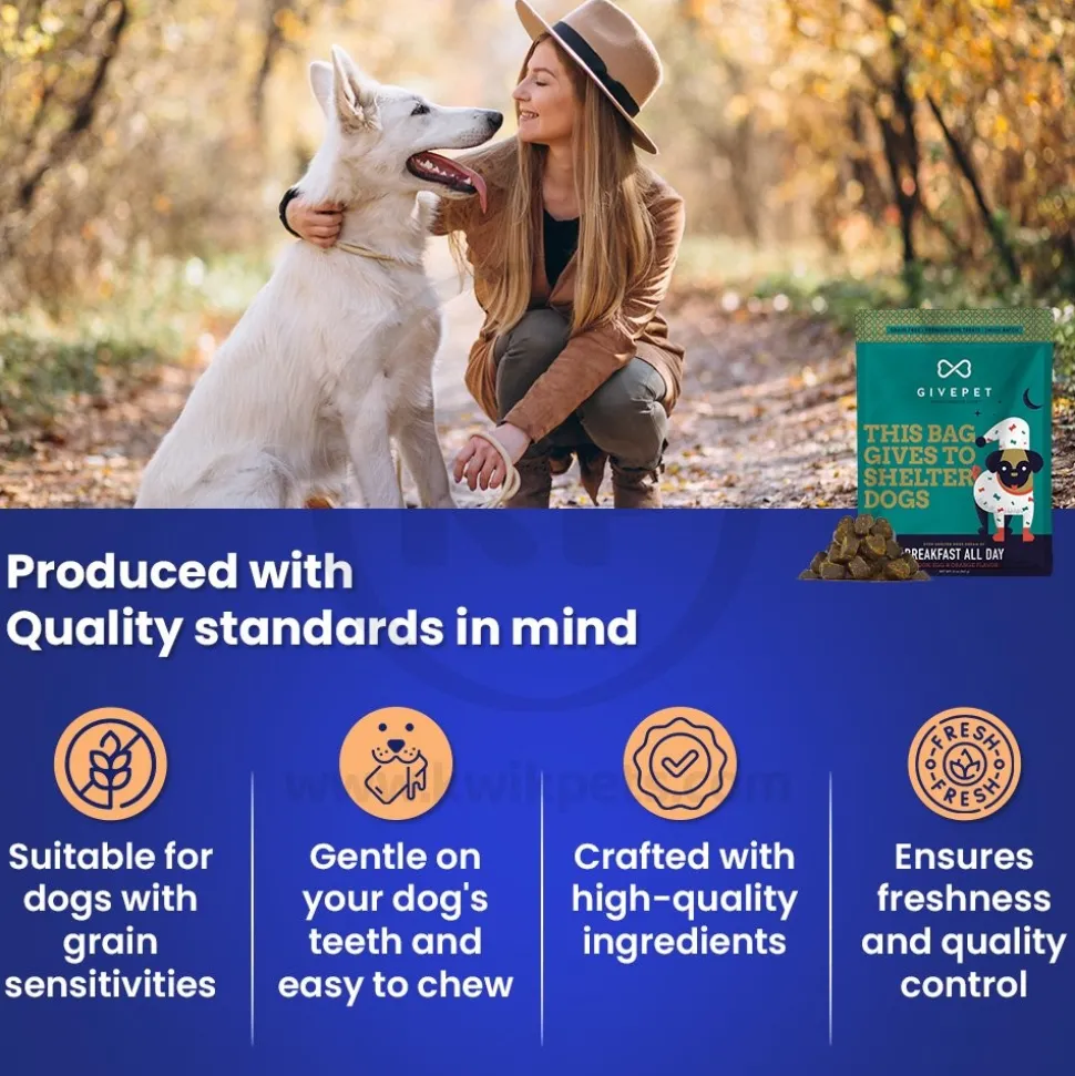 Givepet Breakfast All Day Grain-Free Premium Dog Treats Bacon Egg & Orange 11-oz