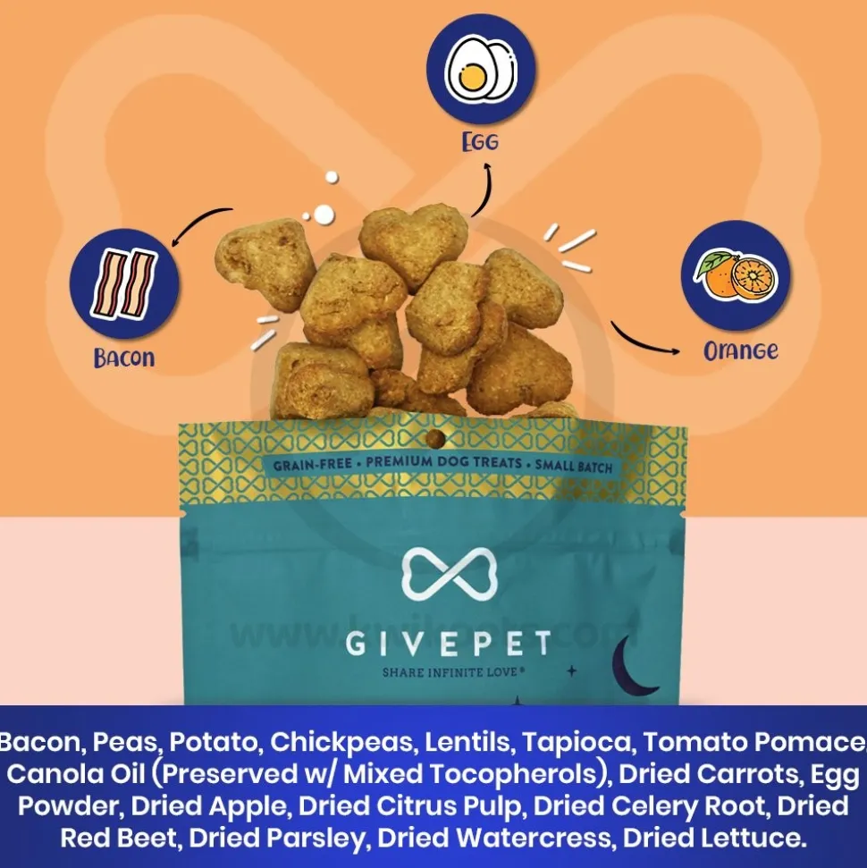 Givepet Breakfast All Day Grain-Free Premium Dog Treats Bacon Egg & Orange 11-oz