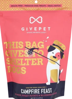Givepet Campfire Feast Grain-Free Premium Dog Treats Salmon Sweet Potato & Blueberry 11-oz