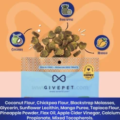 Givepet Doggy Paddle Grain-Free Premium Soft Chewy Dog Treats Coconut, Mango & Pineapple 6-oz