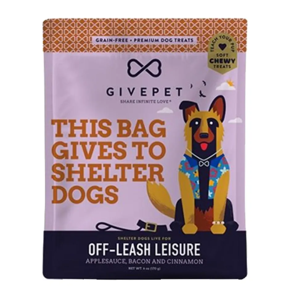 Givepet Off-Leash Leisure Grain-Free Premium Soft Chewy Dog Treats Applesauce, Bacon & Cinnamon 6-oz