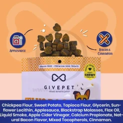 Givepet Off-Leash Leisure Grain-Free Premium Soft Chewy Dog Treats Applesauce, Bacon & Cinnamon 6-oz