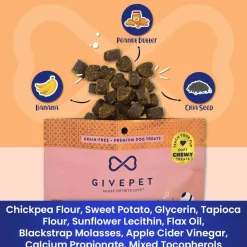 Givepet Upward Dog Grain-Free Premium Soft Chewy Dog Treats Banana, Peanut Butter & Chia Seed 6-oz