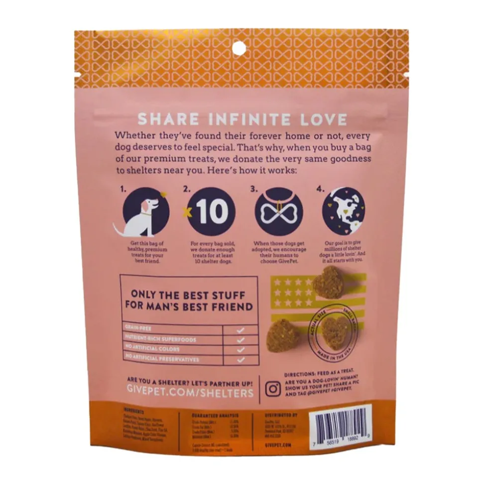 Givepet Upward Dog Grain-Free Premium Soft Chewy Dog Treats Banana, Peanut Butter & Chia Seed 6-oz