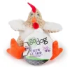 goDog Checkers Rooster Just For Me Chew Guard Technology Squeaky Plush Dog Toy White Mini