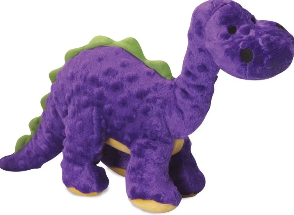 goDog Dinos Bruto Chew Guard Technology Squeaky Plush Dog Toy Purple Large