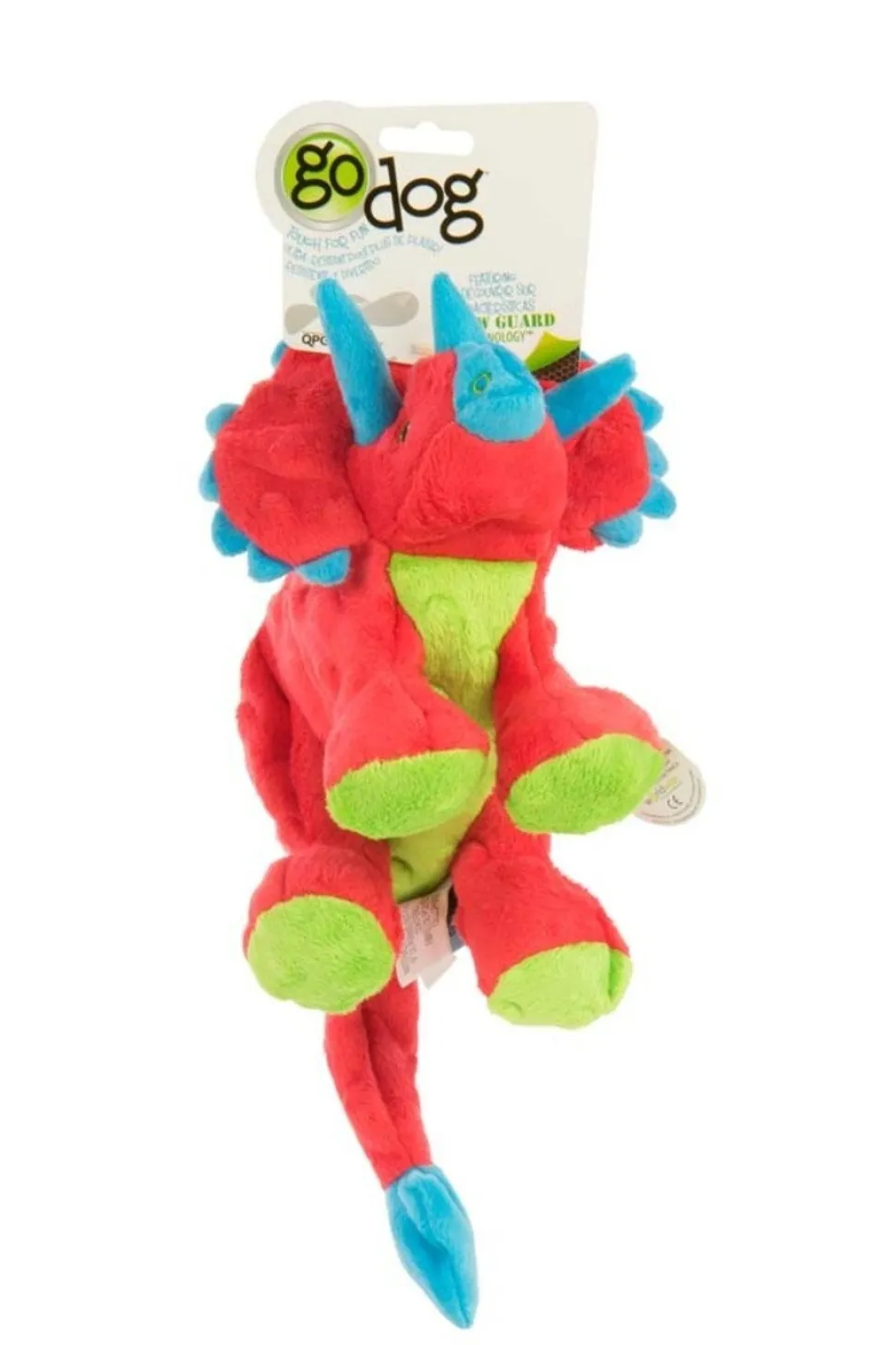 goDog Dinos Frills Durable Plush Squeaker Dog Toy Large