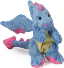 goDog Dragons Chew Guard Technology Squeaky Plush Dog Toy Periwinkle Small