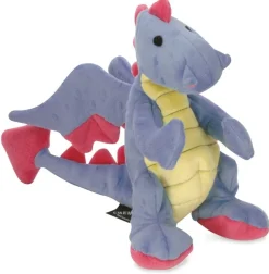 goDog Dragons Chew Guard Technology Squeaky Plush Dog Toy Periwinkle Large