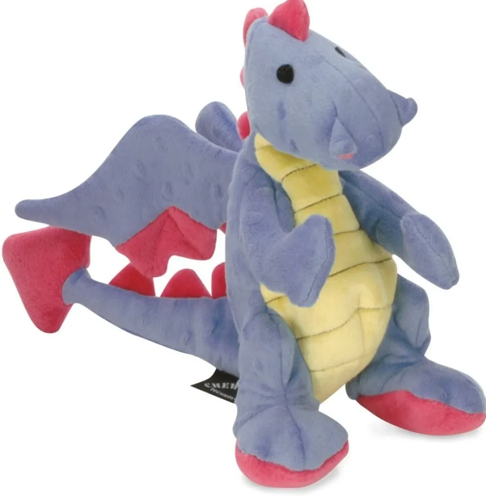goDog Dragons Chew Guard Technology Squeaky Plush Dog Toy Periwinkle Large