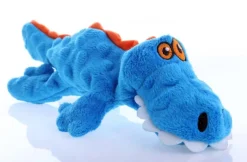 goDog Gator Chew Guard Technology Squeaky Plush Dog Toy Blue Mini