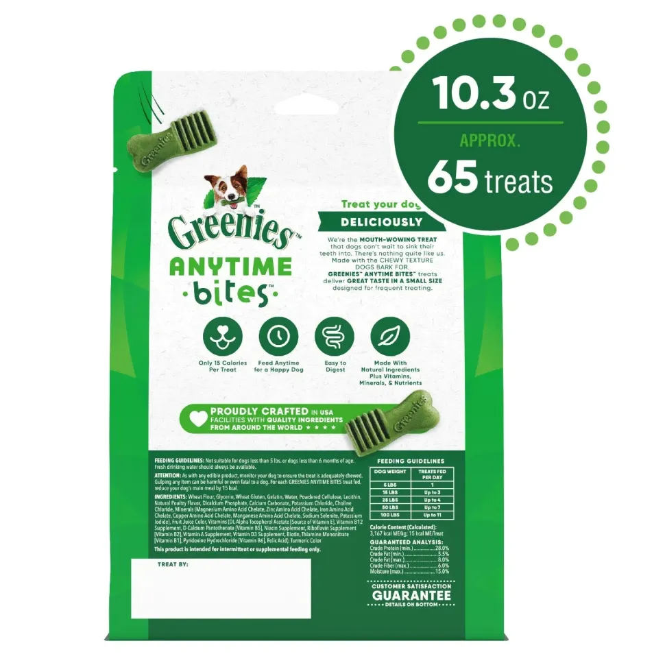 Greenies Anytime Bites Bite-Size Dog Dental Treats Original 10.3-oz