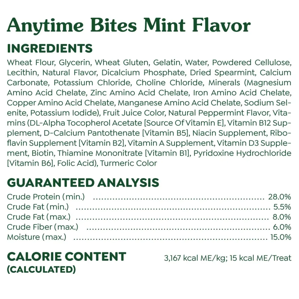 Greenies Anytime Bites Bite-Size Dog Dental Treats Mint 10.3-oz