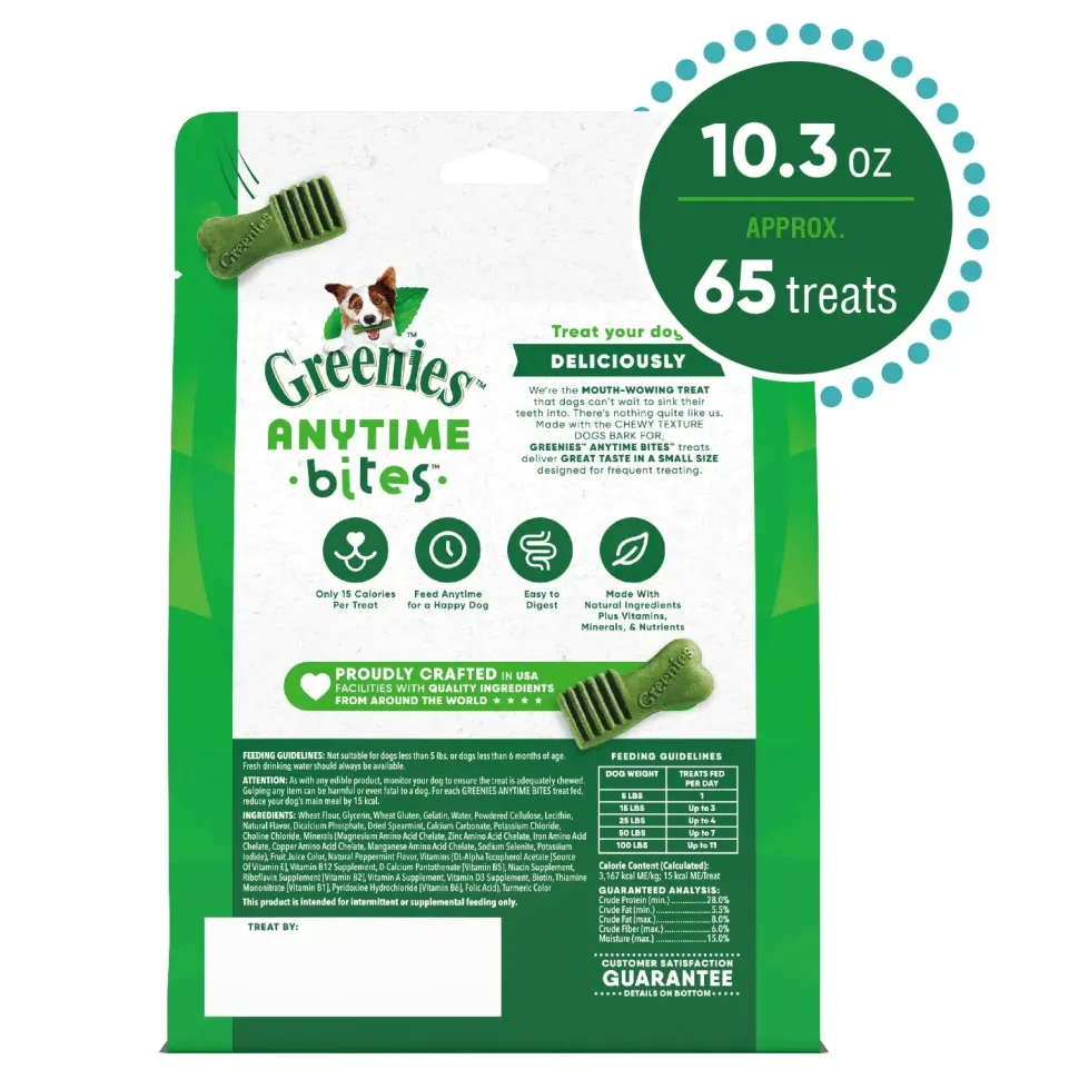 Greenies Anytime Bites Bite-Size Dog Dental Treats Mint 10.3-oz