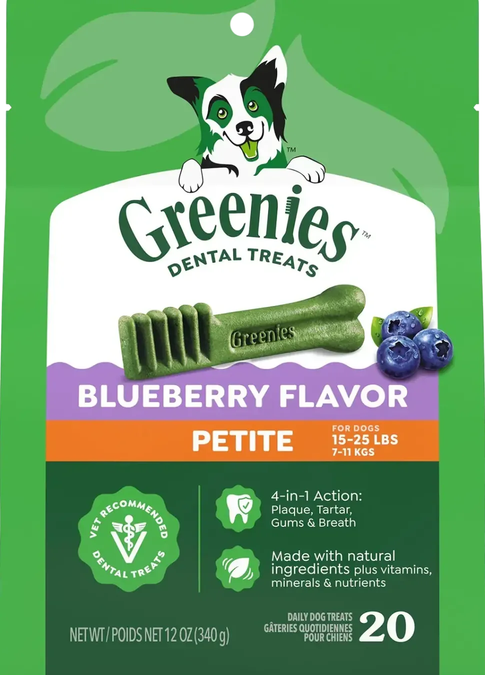 Greenies Blueberry Dog Dental Treats Petite 12-oz 20 Count