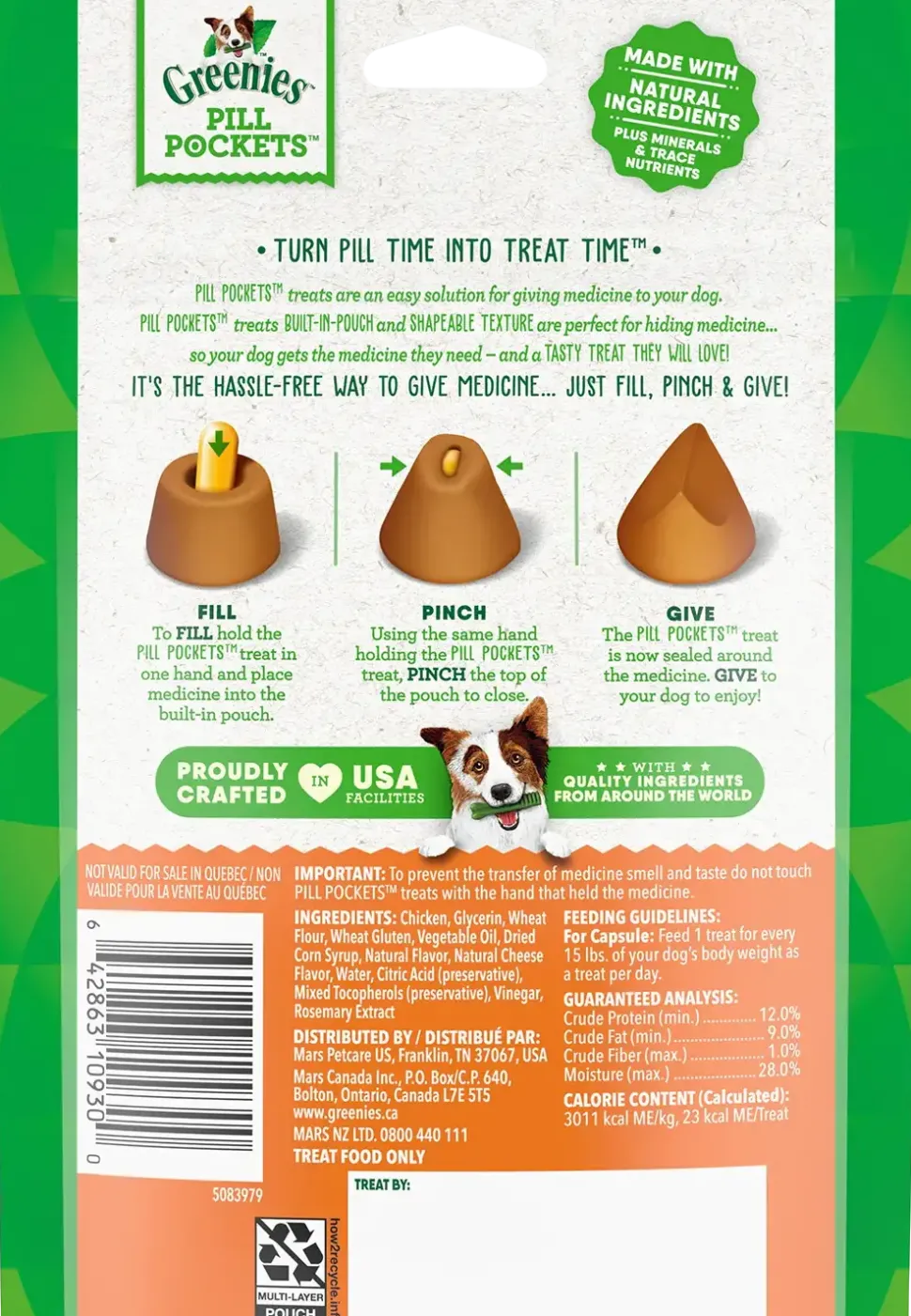 Greenies Capsule Pill Pockets Dog Treats Cheese 7.9-oz 30 Count