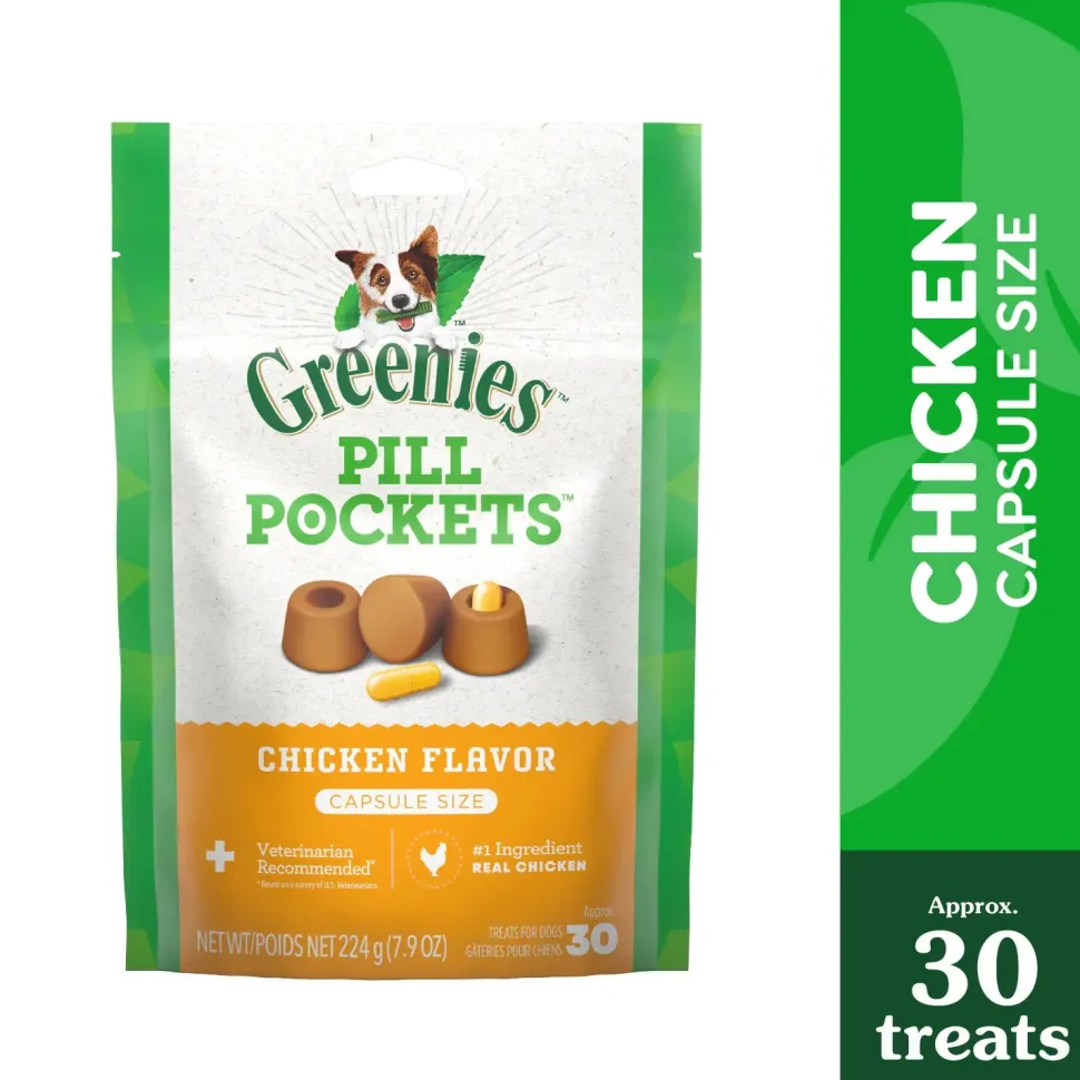 Greenies Capsule Pill Pockets Dog Treats Chicken 7.9-oz 30 Count