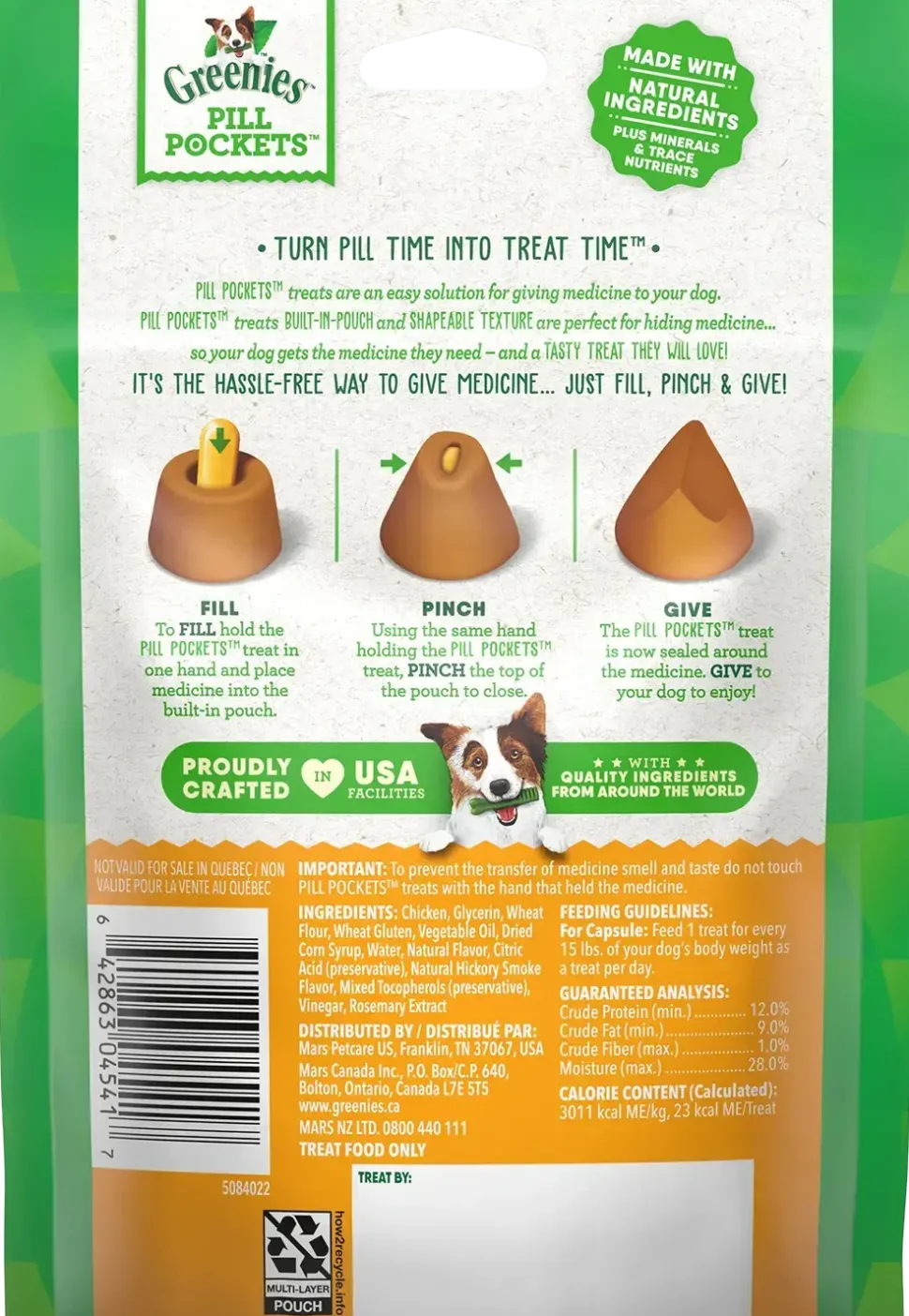 Greenies Capsule Pill Pockets Dog Treats Chicken 7.9-oz 30 Count